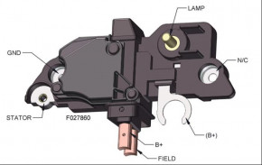 Regler für Lichtmaschinen der 0124325...-Serie 0124515...-Serie 0124615...-Serie Bosch 1986AE0126 F00M144139 F00M145248 F00M145358 F00MA45230 14 Volt Original Bosch